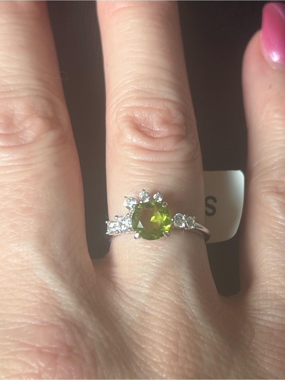 Green Gemstone Halo Ring in Sterling Silver from Charmed Aroma
